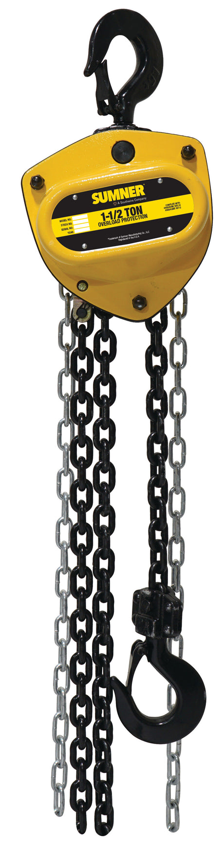 1- 1/2-Ton Chain Hoist with 20 ft. Lift and Overload Protection 787454