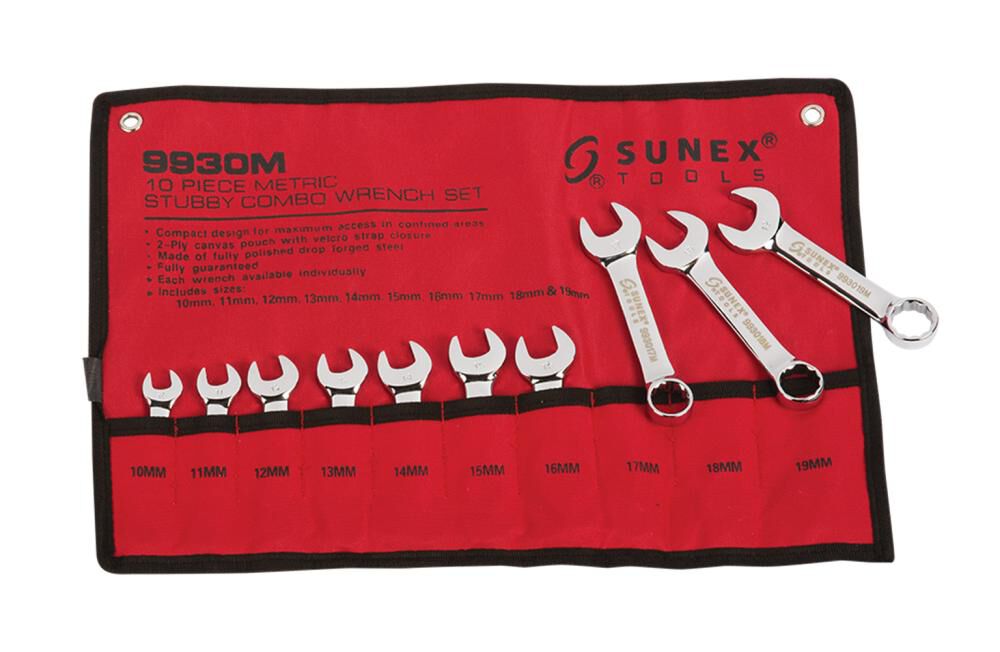 10 pc. Metric Stubby Combo Wrench Set 9930M