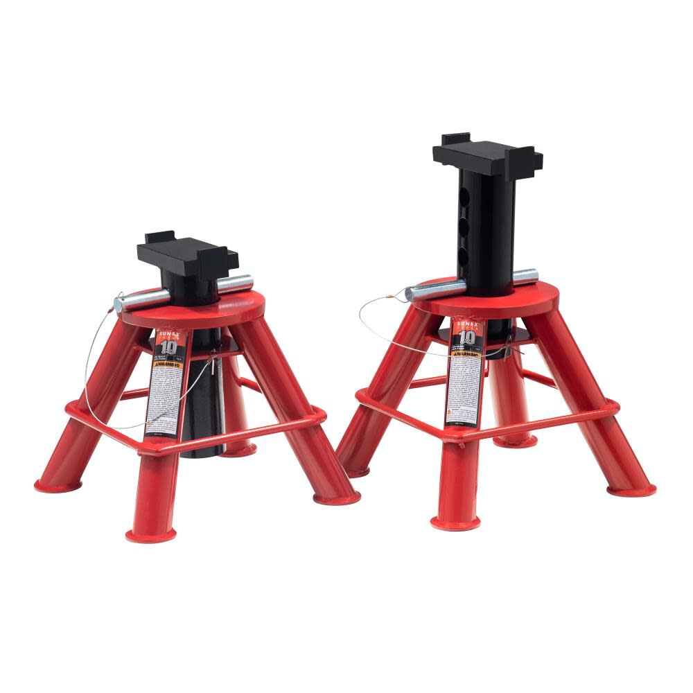 10 Ton Low Height Pin Type Jack Stands (Pair) 1210