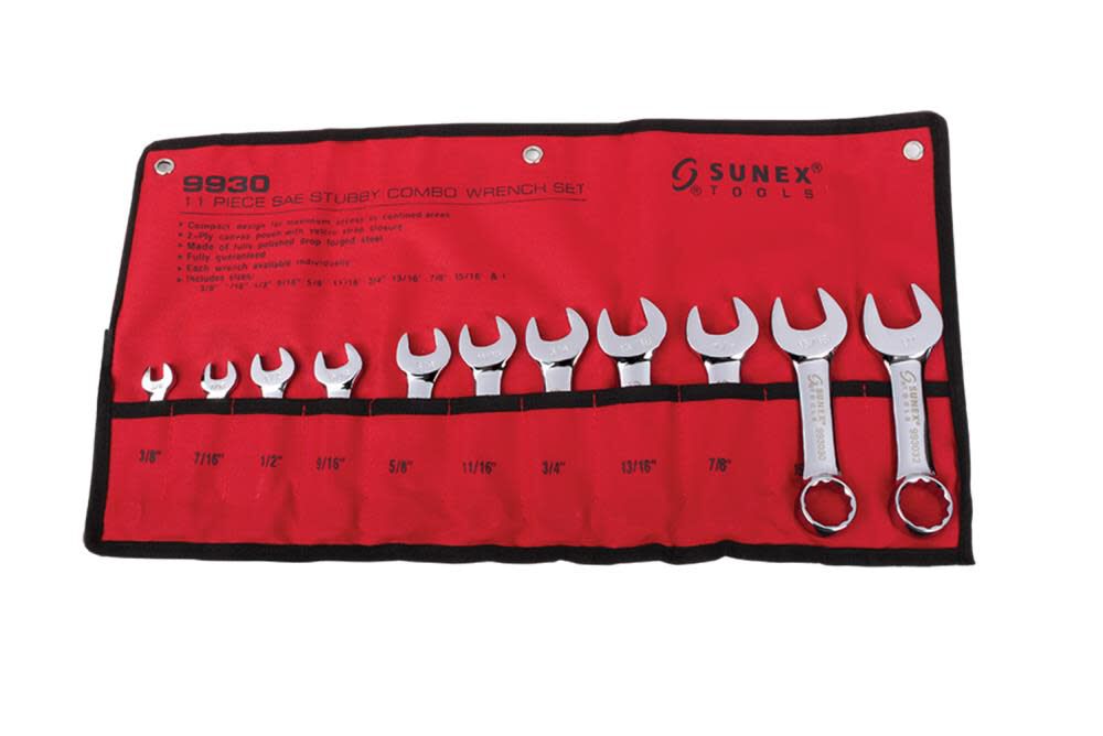 11 pc. SAE Stubby Combo Wrench Set 9930