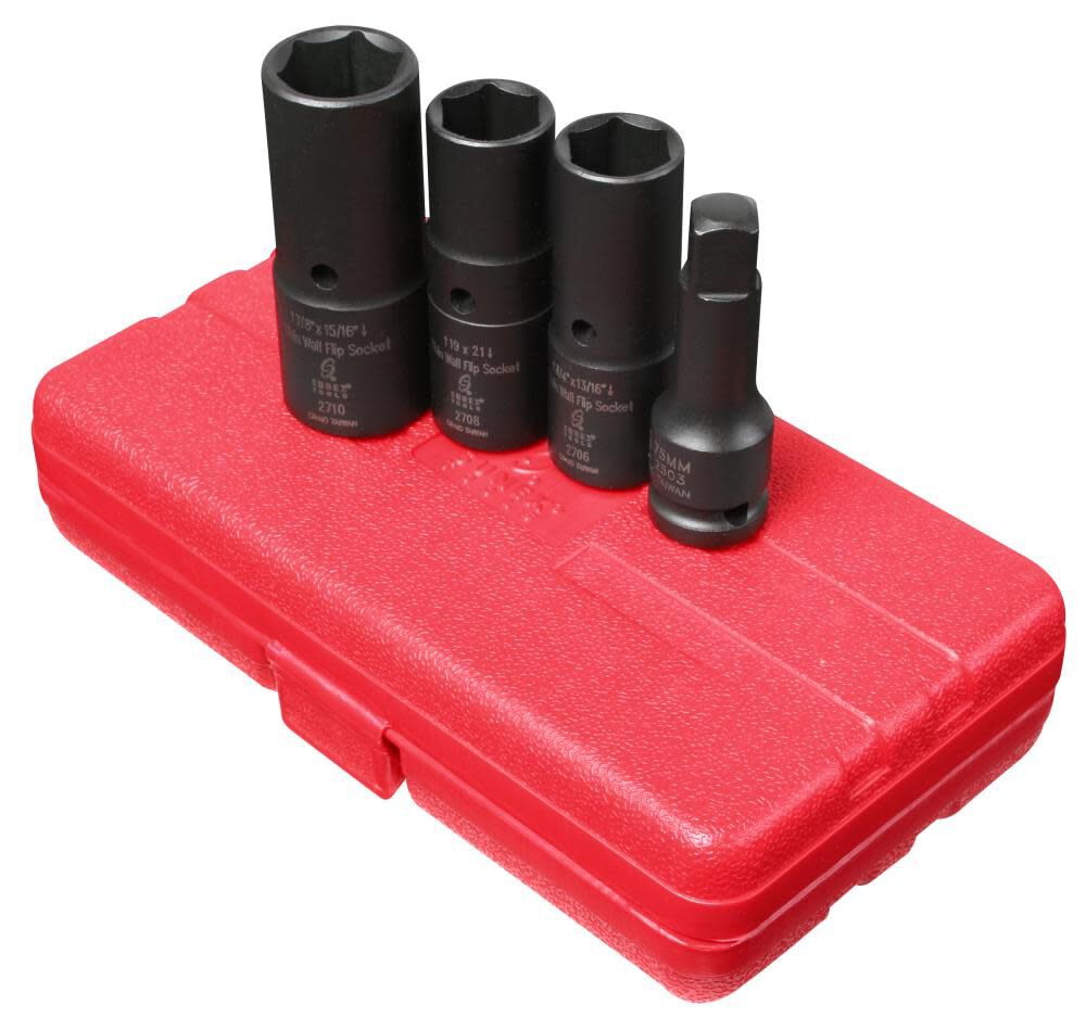 1/2 In. Dr. 4 pc. SAE & Metric Deep Thin Wall Flip Socket Set 2724