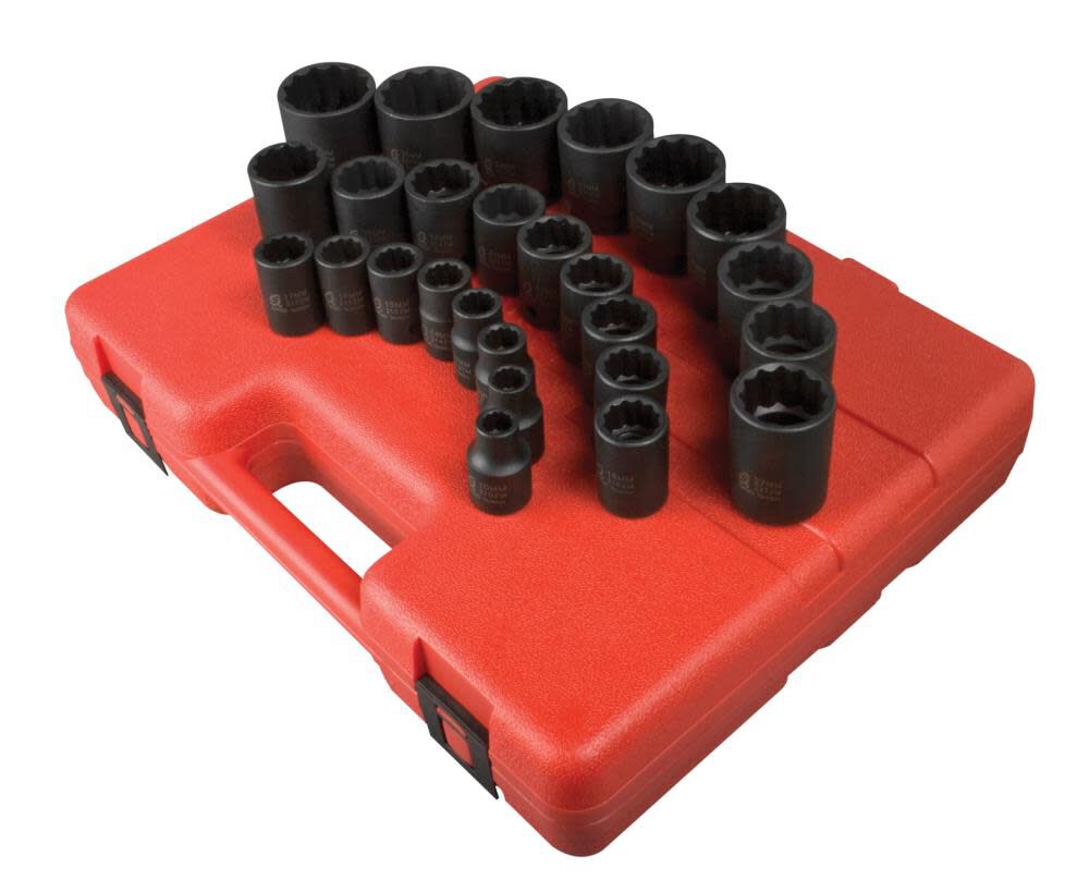 1/2 In. Drive 12 Pt Metric Impact Socket Set 26 pc. 2826