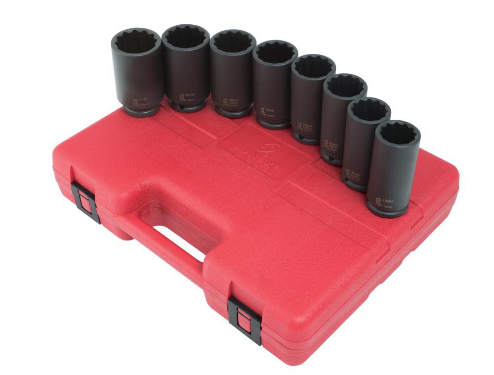 1/2 In. Drive 12 pt Spindle Nut Impact Socket Set 8 pc. 2835