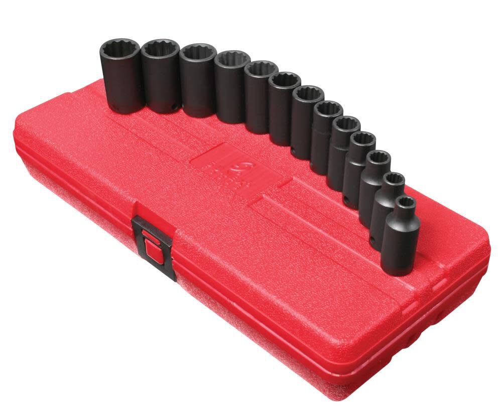 13 pc. 3/8 In. Drive 12 pt Metric Semi-Deep Impact Socket Set 3338