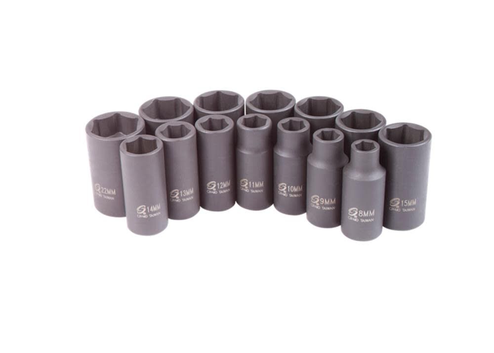 14 pc. 3/8 In. Drive Metric Mid-Depth Impact Socket Set 3328