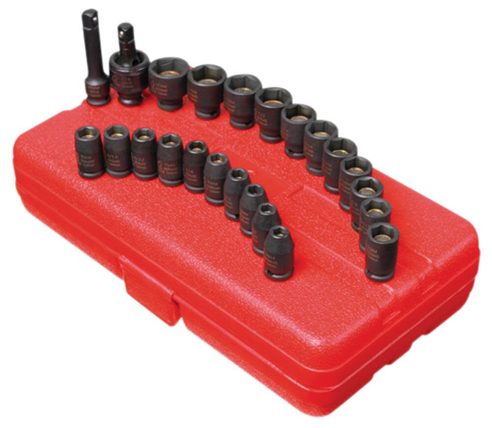 23 pc. 1/4 In. Drive SAE & Metric Master Magnetic Impact Socket Set 1818