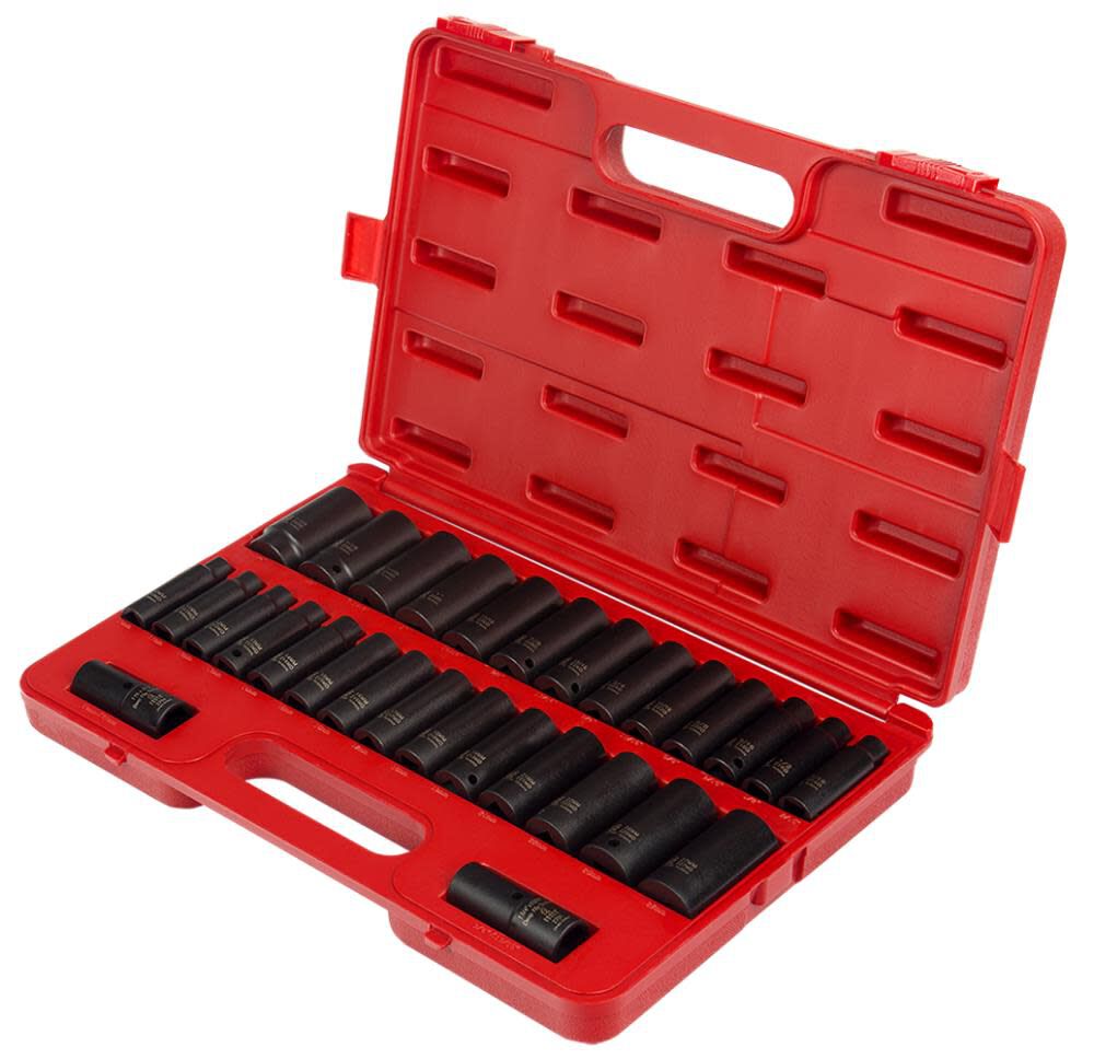 29 pc. 1/2 In. Dr. SAE & Metric Double Deep Impact Socket Set 5153DD