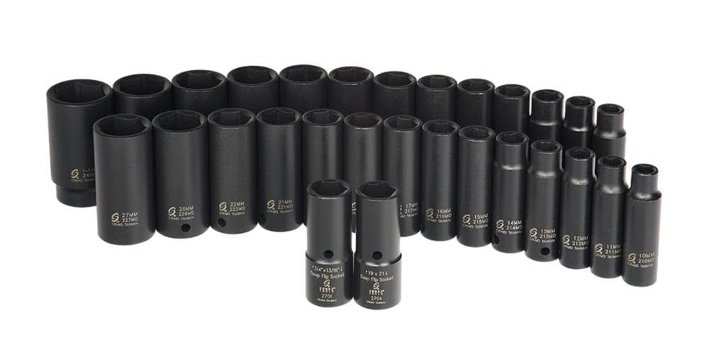 29 pc. 1/2 In. Dr. SAE & Metric Double Deep Impact Socket Set 5153DD