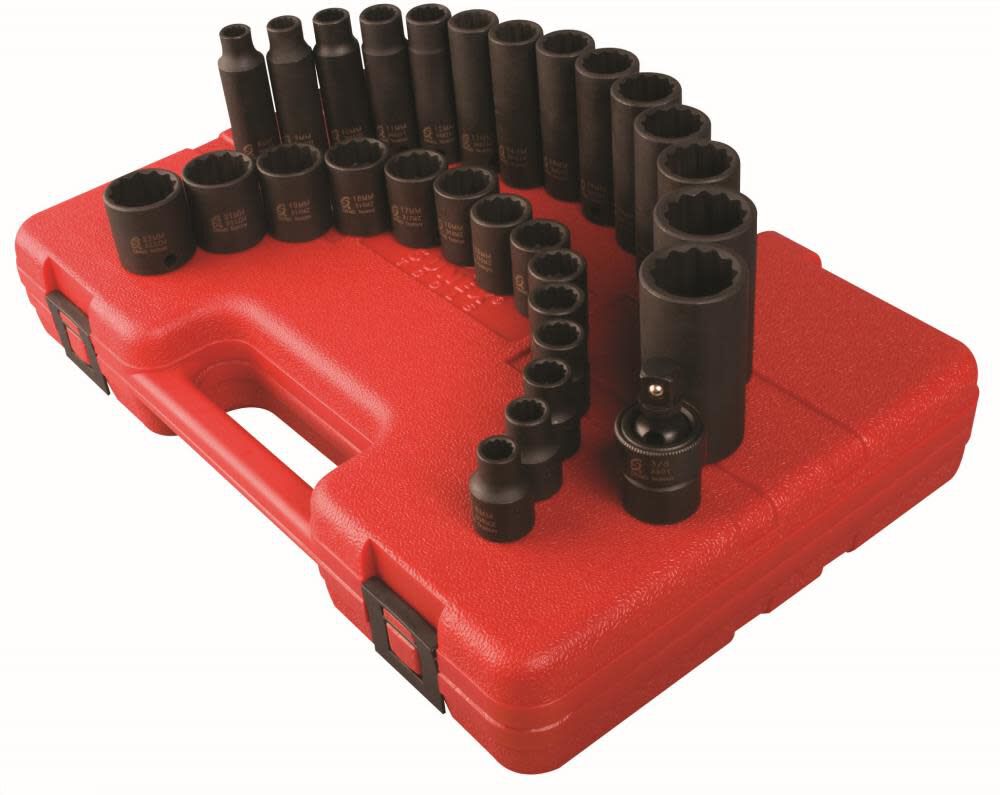 3/8 In. Drive 12 Pt Metric Master Impact Socket Set 29 pc. 3330