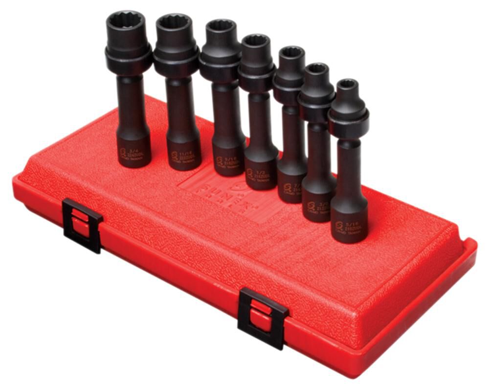 7 pc. 1/2 In. Drive 12 Pt. SAE Driveline Limited Clearance Impact Socket Set 2696