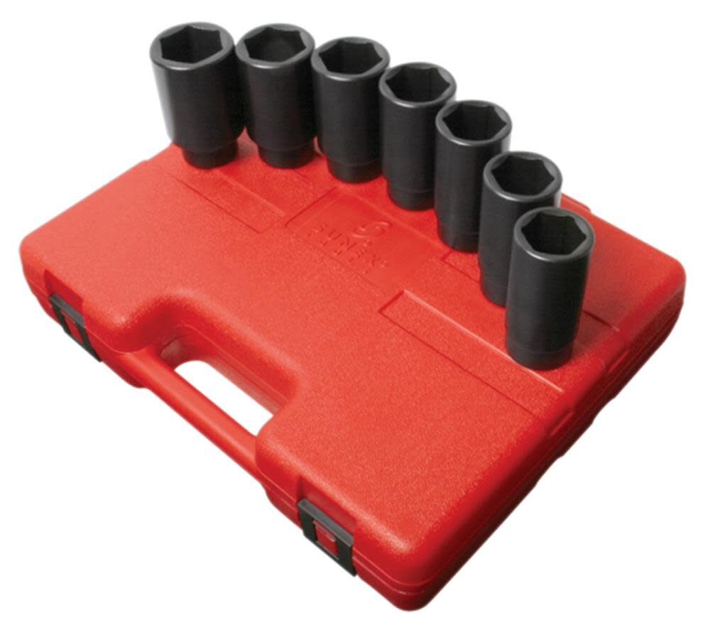 7 pc. 1/2 In. Drive Metric Deep Spindle Nut Impact Socket Set 2839