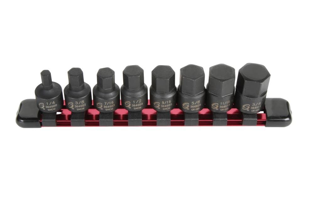 8 pc. 3/8 In. Drive SAE Stubby Impact Hex Driver Set 3644