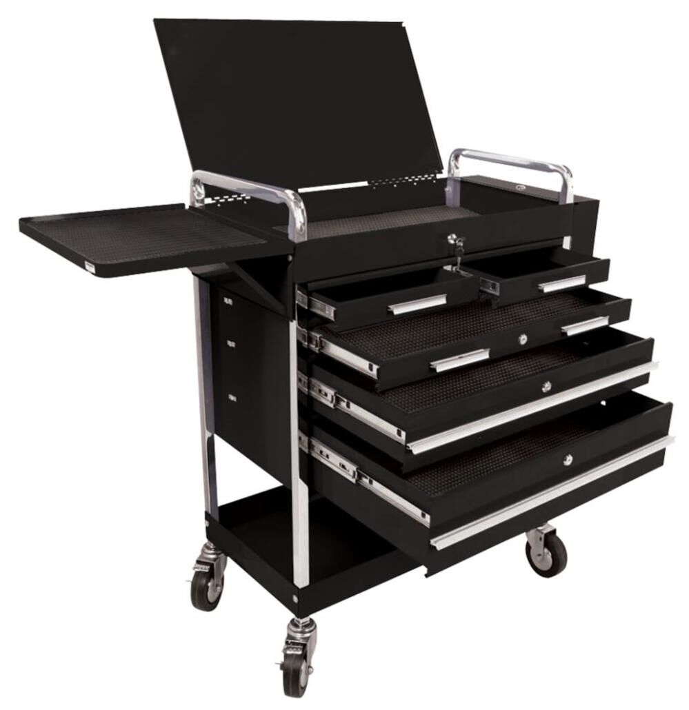 Heavy Duty 5 Drawer Service Cart - Black 8045BK