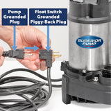 1/2 HP Stainless Steel and Cast Iron Sump Pump with Vertical Switch 92571