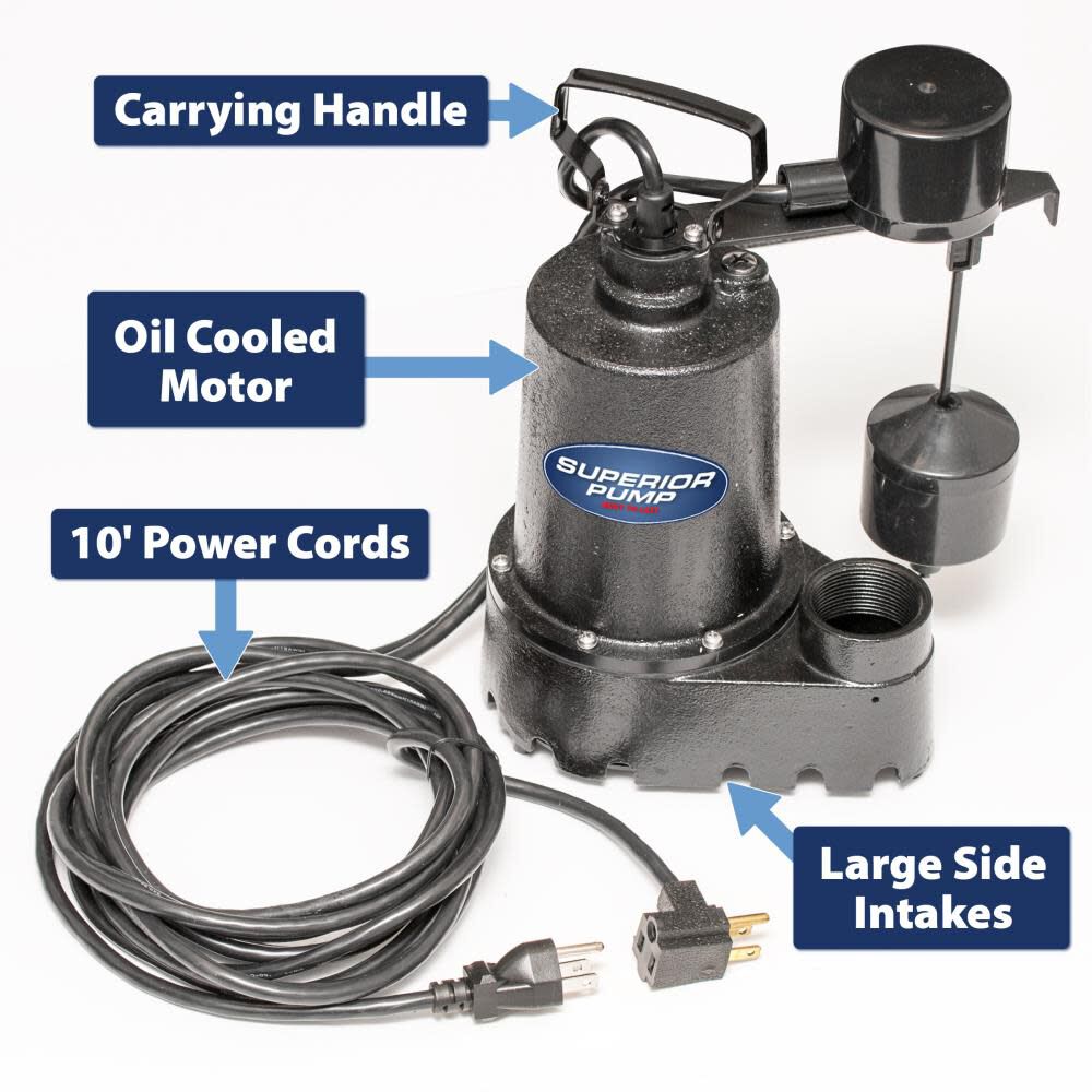 1/3 HP Cast Iron Sump Pump with Vertical Switch 92341
