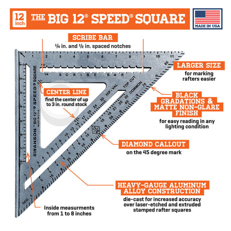 Big 12 Speed Square W/Layout Bar, Blue Book S0107