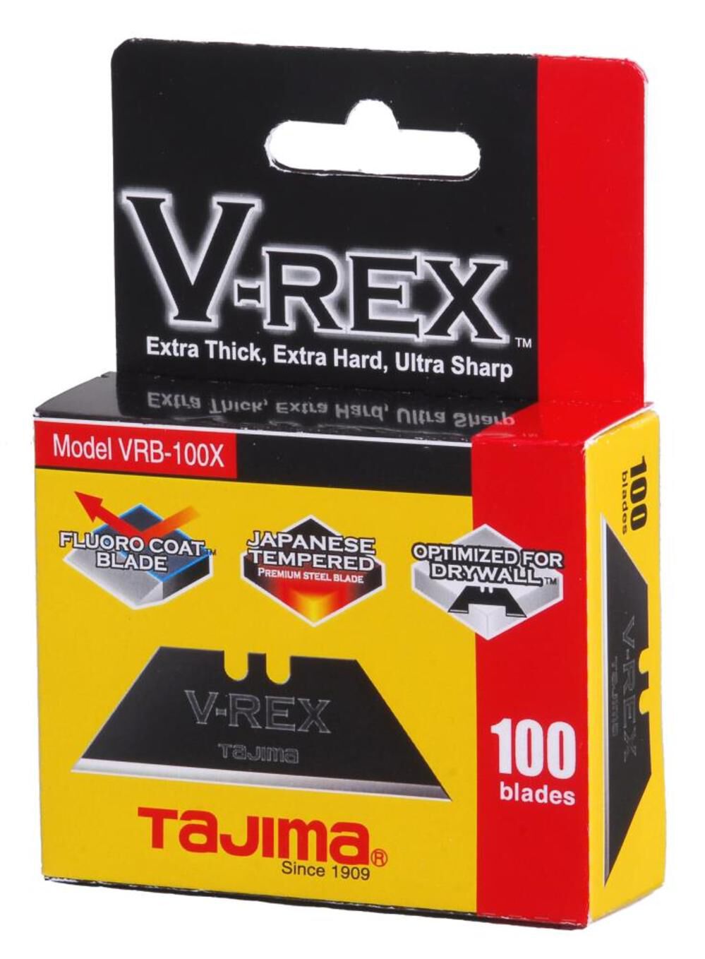 V-REX II Premium Tempered Steel Utility Knife Blades 100-Pack VRB2-100B