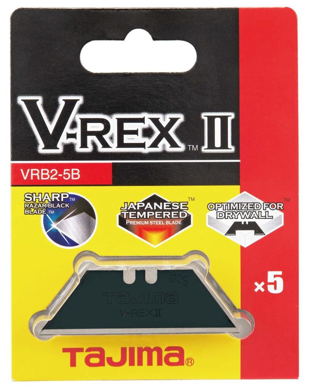 V-REX II Premium Tempered Steel Utility Knife Blades 5-Pack VRB2-5B
