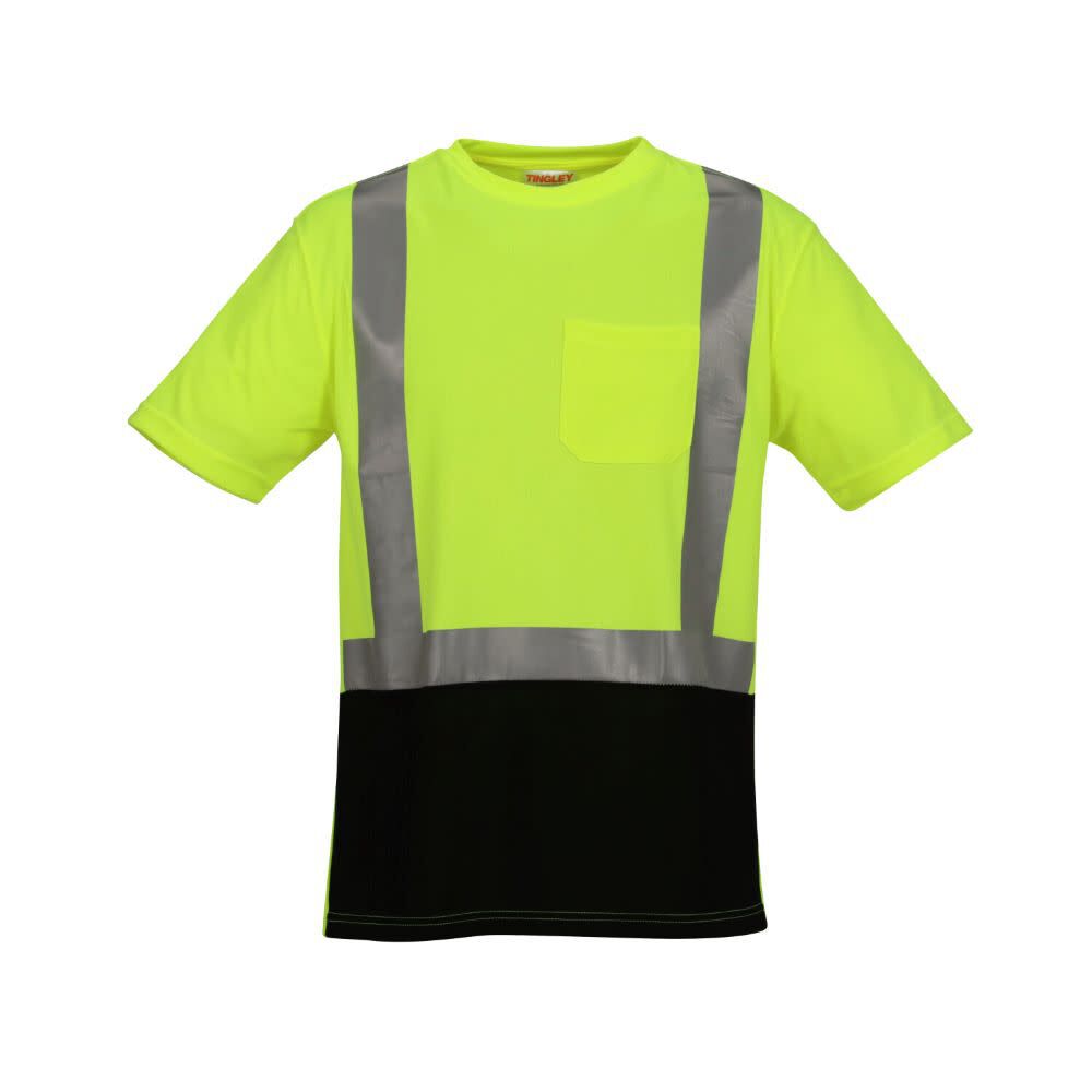 Job Sight Class 2 Black Front T-Shirt Short Sleeve Hi-Vis 4X S75122.4X