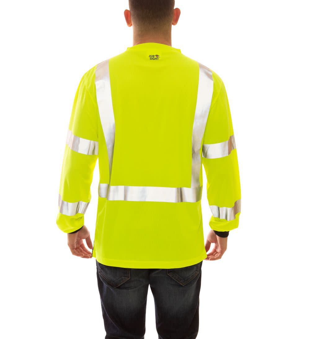 Job Sight Class 3 Black Front T-Shirt Long Sleeve Hi-Vis 2X S75622.2X