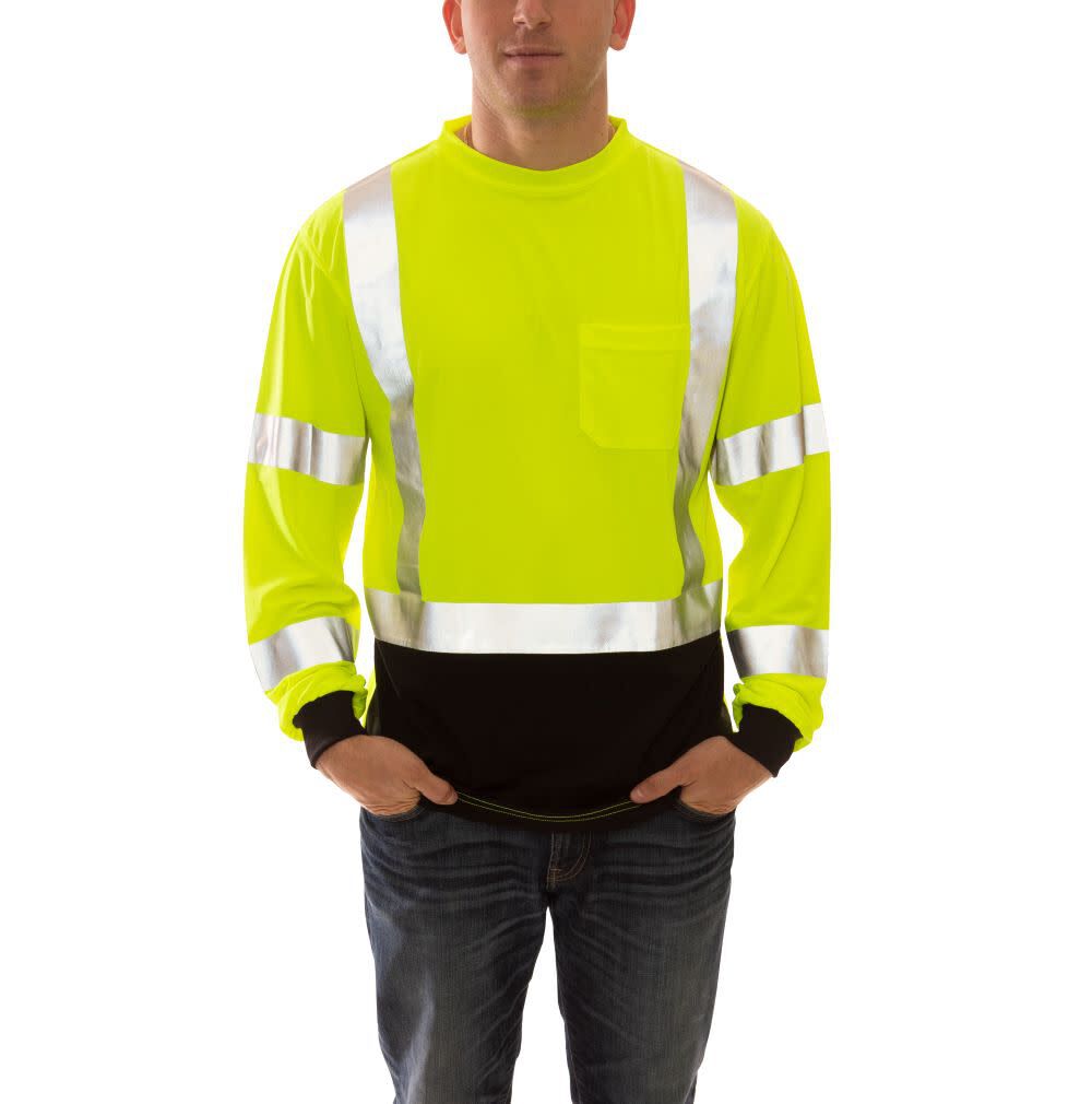 Job Sight Class 3 Black Front T-Shirt Long Sleeve Hi-Vis 2X S75622.2X