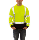 Job Sight Class 3 Black Front T-Shirt Long Sleeve Hi-Vis 2X S75622.2X