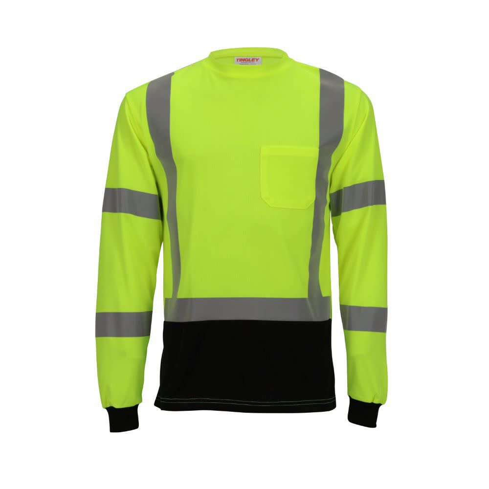 Job Sight Class 3 Black Front T-Shirt Long Sleeve Hi-Vis 4X S75622.4X