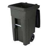 32 Gallon Greenstone Trash Can with Quiet Wheels and Attached Lid ANA32-55410