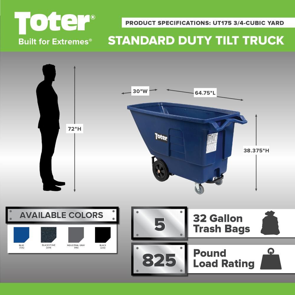 3/4 Cubic Yard 825 lbs Capacity Standard Duty Tilt Truck UT175-00IGY