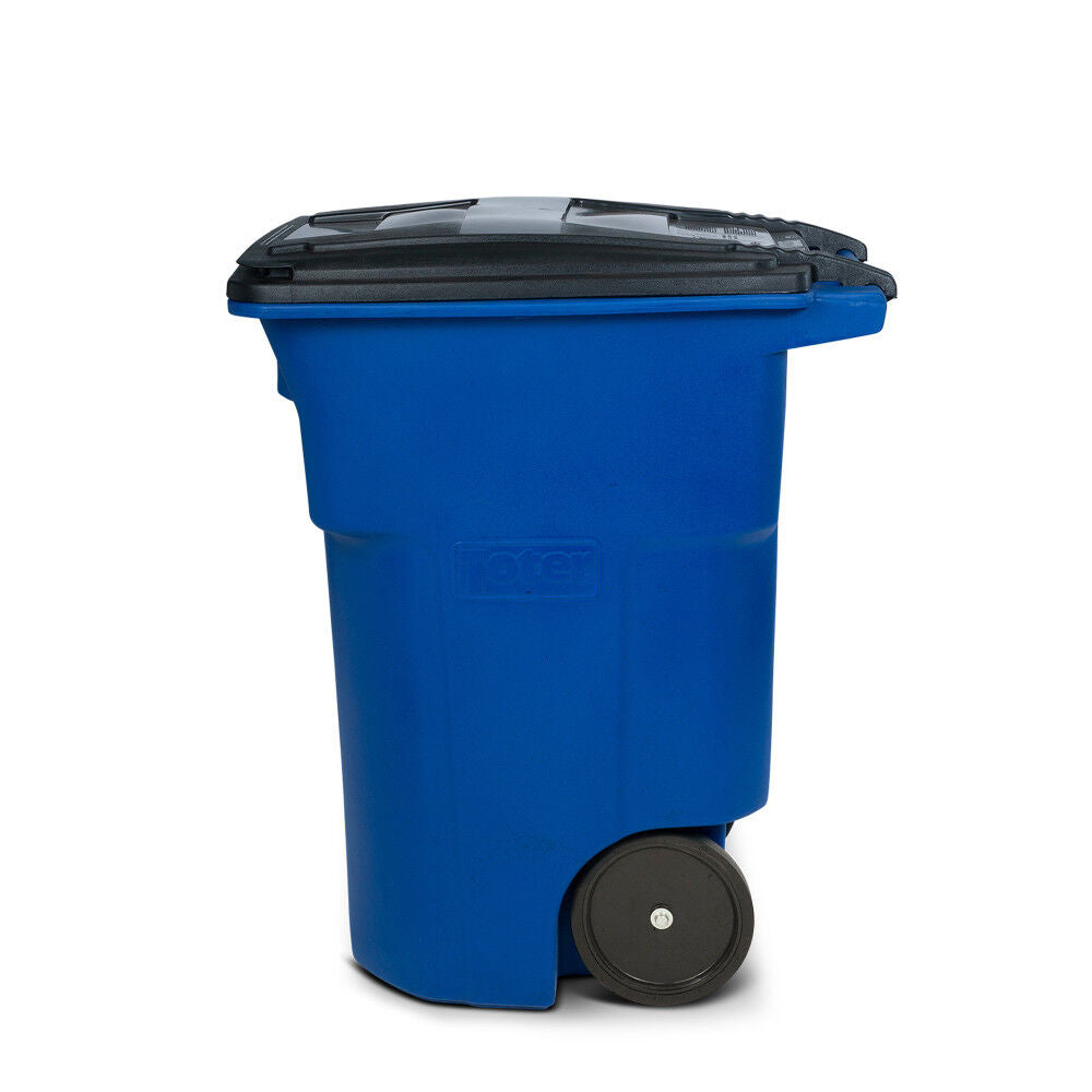 96 Gallon Trash Can with Smooth Wheels and Lid Blue ANA96-00BLU