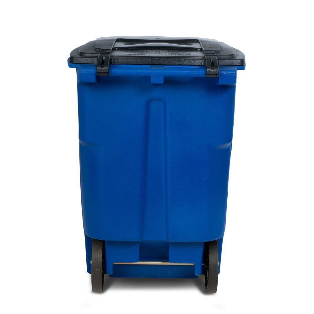 96 Gallon Trash Can with Smooth Wheels and Lid Blue ANA96-00BLU