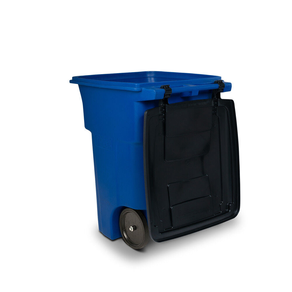 96 Gallon Trash Can with Smooth Wheels and Lid Blue ANA96-00BLU