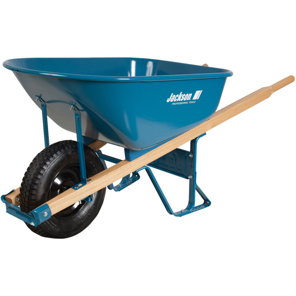 6 Cubic Foot Steel Contractor Wheelbarrow with Flat Free Tire M6FFBB