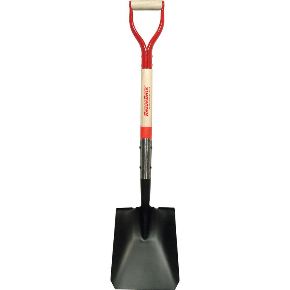 Square Point Shovel with Forward-Turn Step and Dual Rivet and D-Grip 42116