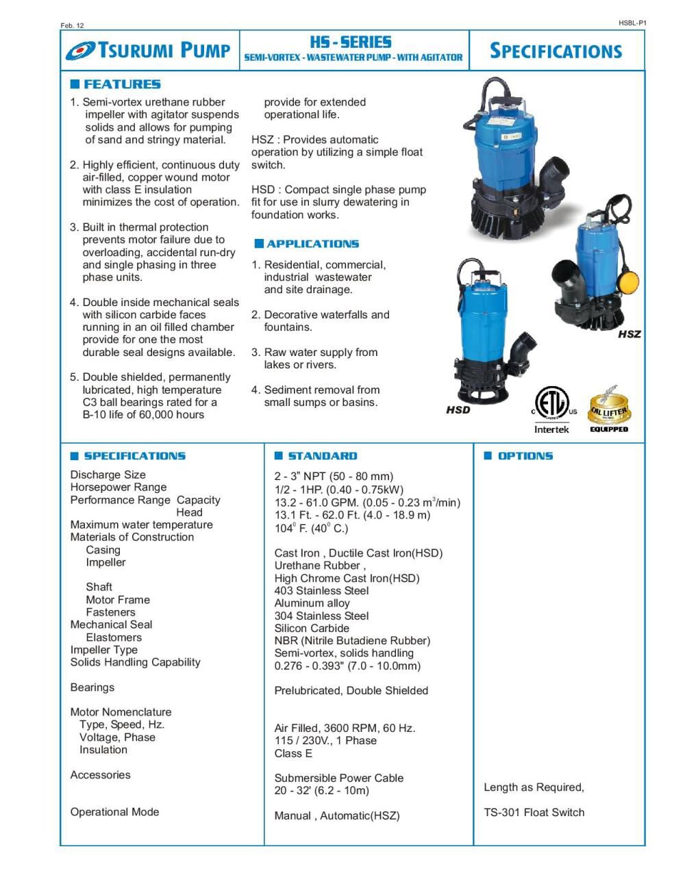 HS2.4S Electric Trash Pump HS2.4S-62