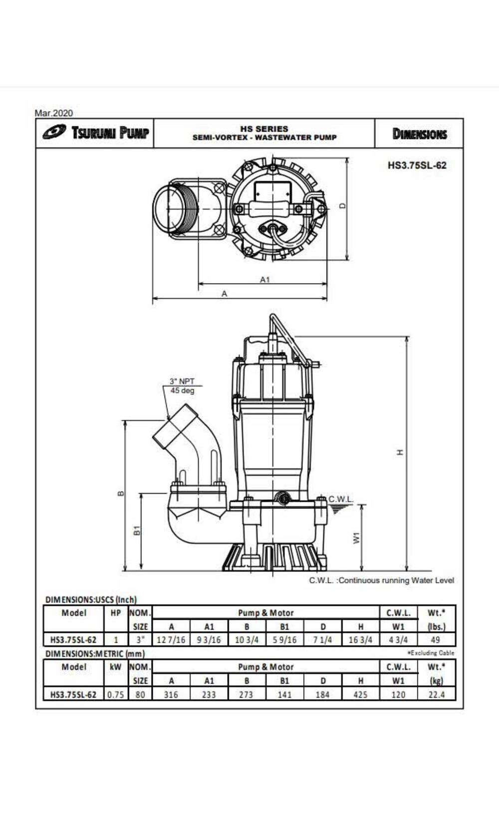 HS3.75SL Electric Submersible Pump HS3.75SL
