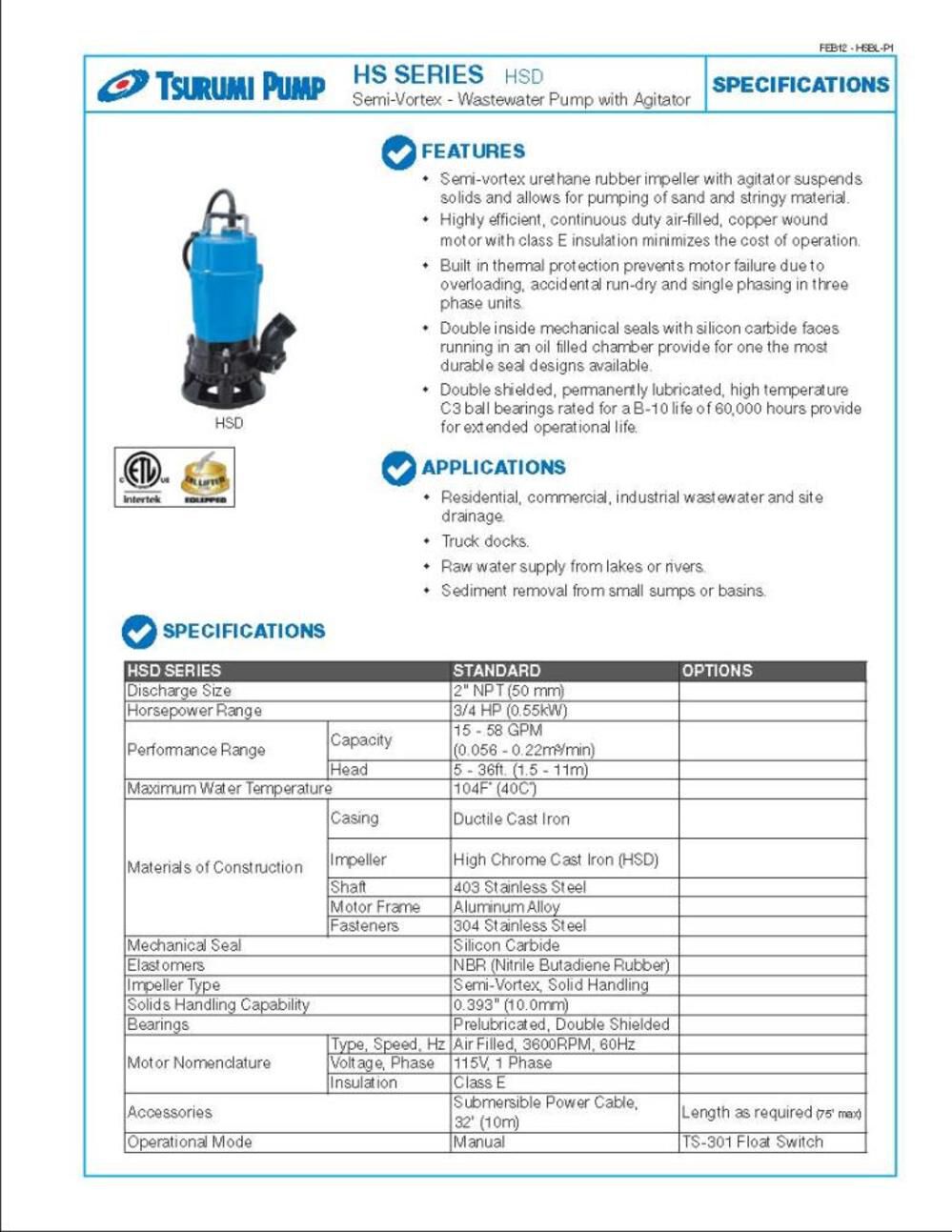 HSD2.55S Electric Submersible Pump HSD2.55S