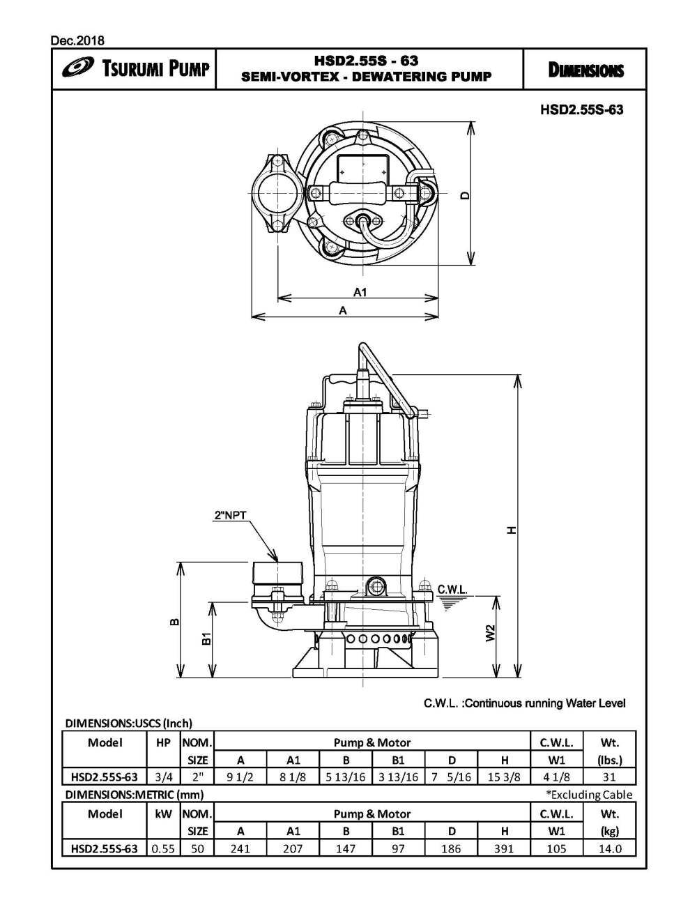 HSD2.55S Electric Submersible Pump HSD2.55S