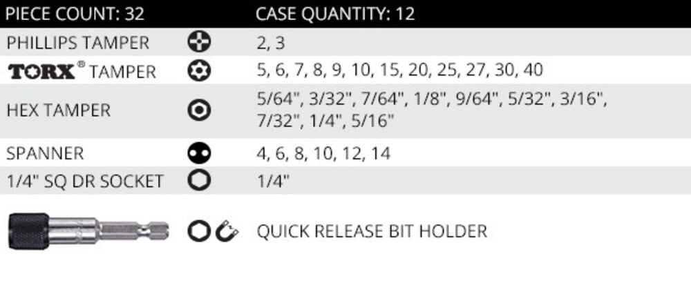 32pc Security Driver Bit Set V32-1TP