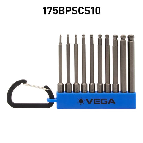 3in Hex Ball End Bit Set 10pc 175BPSCS10