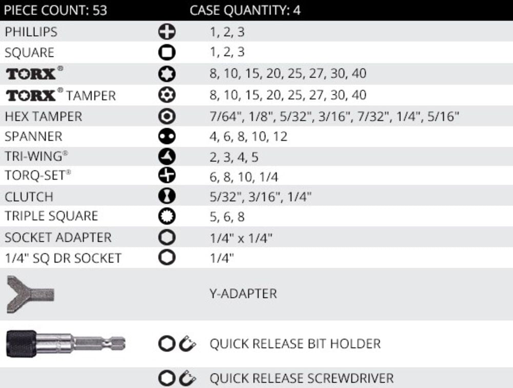 53pc Bit & Hand Driver Set VSH53A