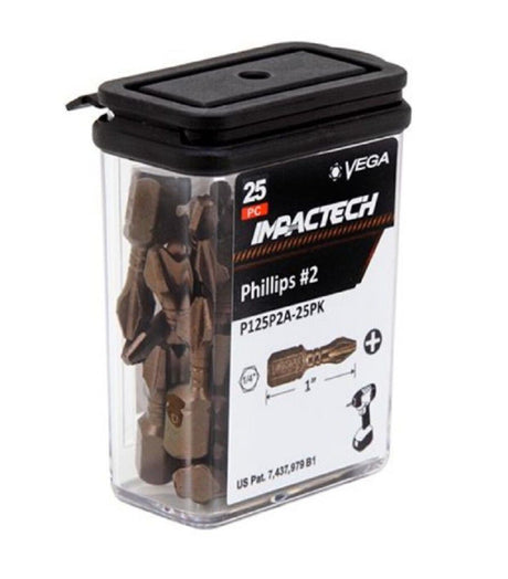 Bit Pak Phillips #2x1 in Bits 25 Pieces- 12 Pack P125P2A-25PK-12