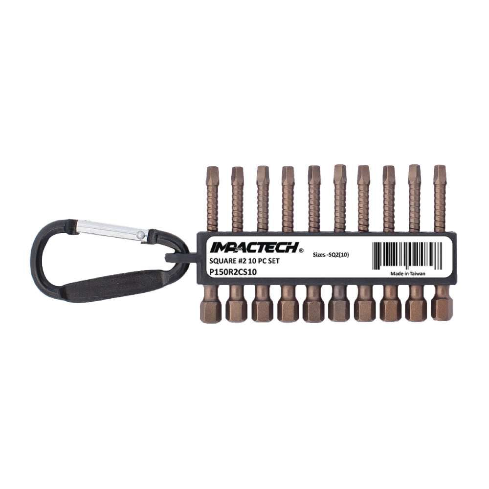 Impactech #2 x 2in Square Driver Bits Set 10pcs P150R2CS10