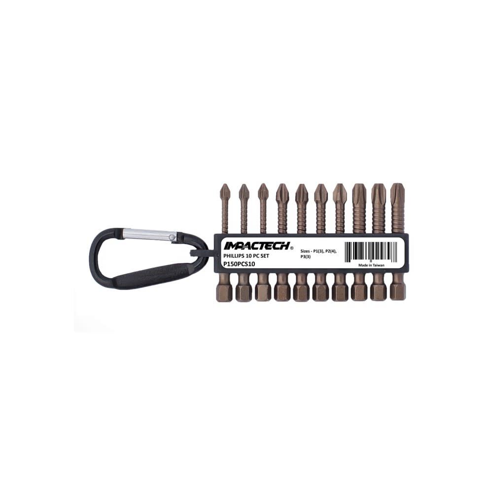 Impactech Driver Bit Set 10pc 2in Length P150PCS10