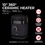 10 In. 750/1500W 5118 Btu 161 Sq-Ft. 360 degree Ceramic Heater 1VAHCS10