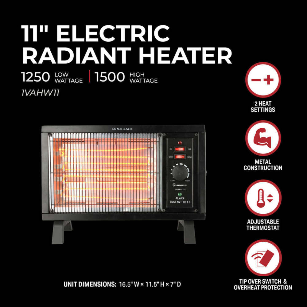 11 In. 120/1500W 5118 Btu 96 Sq-Ft. Radiant Heater 1VAHW11