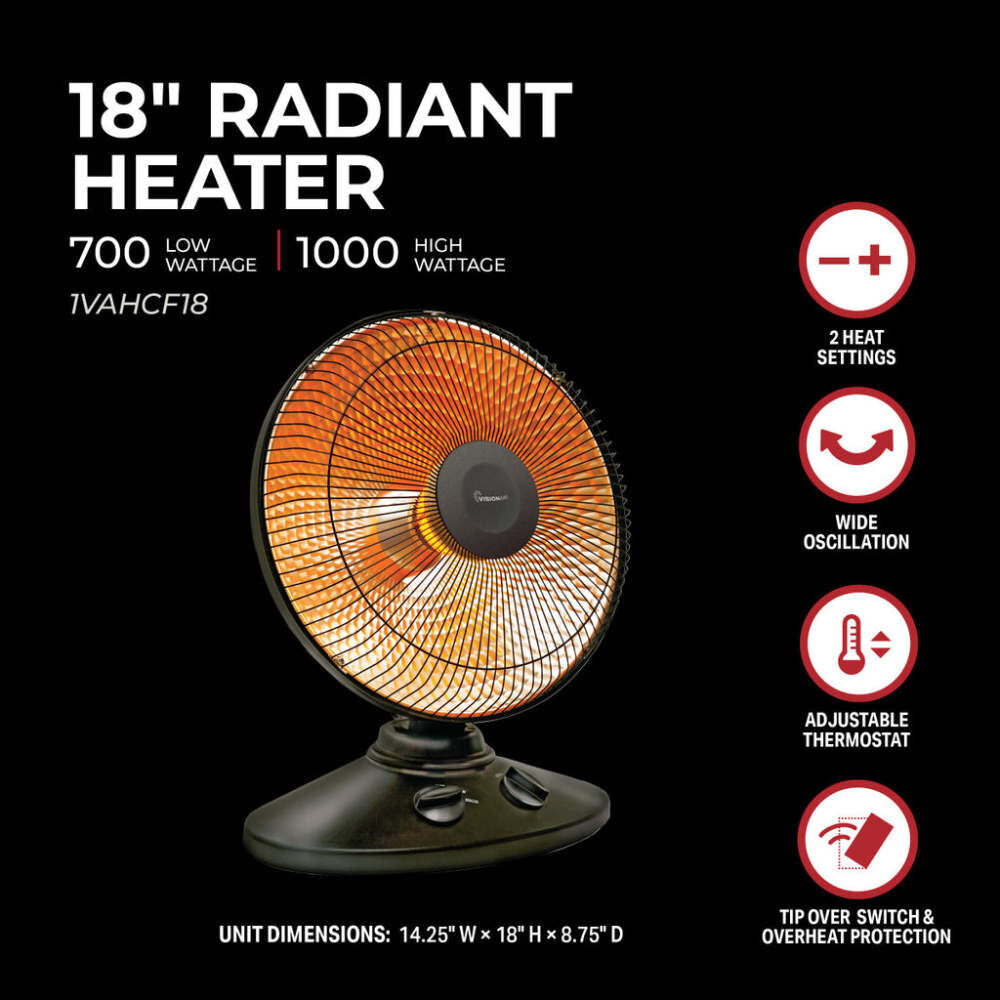 16 In. 700/1000W 3412 Btu 160 Sq-Ft. Radiant Dish Heater 1VAHCF18