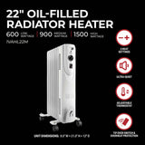 22 In. 600/900/1500W 5118 Btu 194 Sq-Ft. Oil-Filled Heater 1VAHL22M