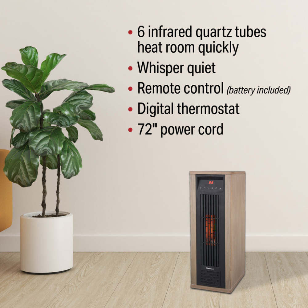 24 In. 1000/1500W 5118 Btu 194 Sq-Ft. 6 Tube Infrared Heater 1VAHQT24WG