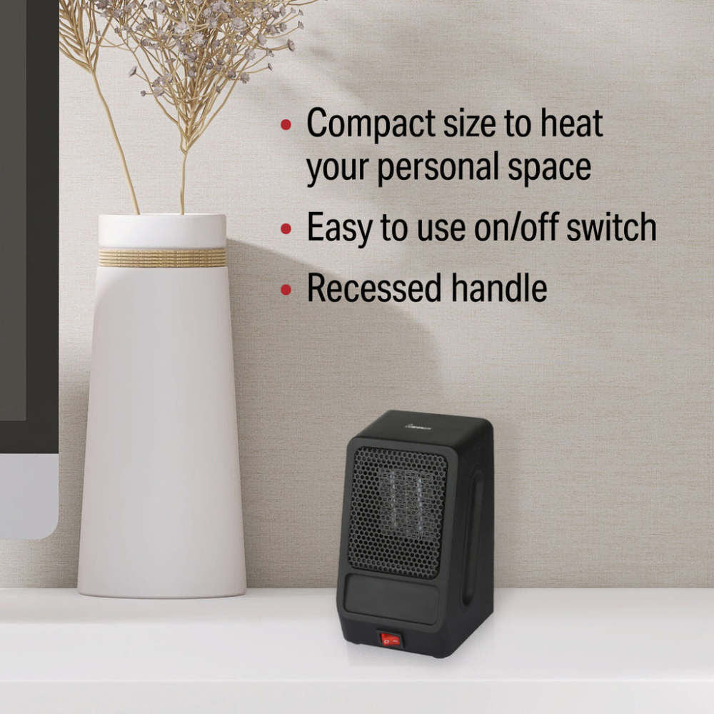 7 In. 400W 1365 Btu 65 Sq-Ft. Personal Ceramic Heater 1VAHC7